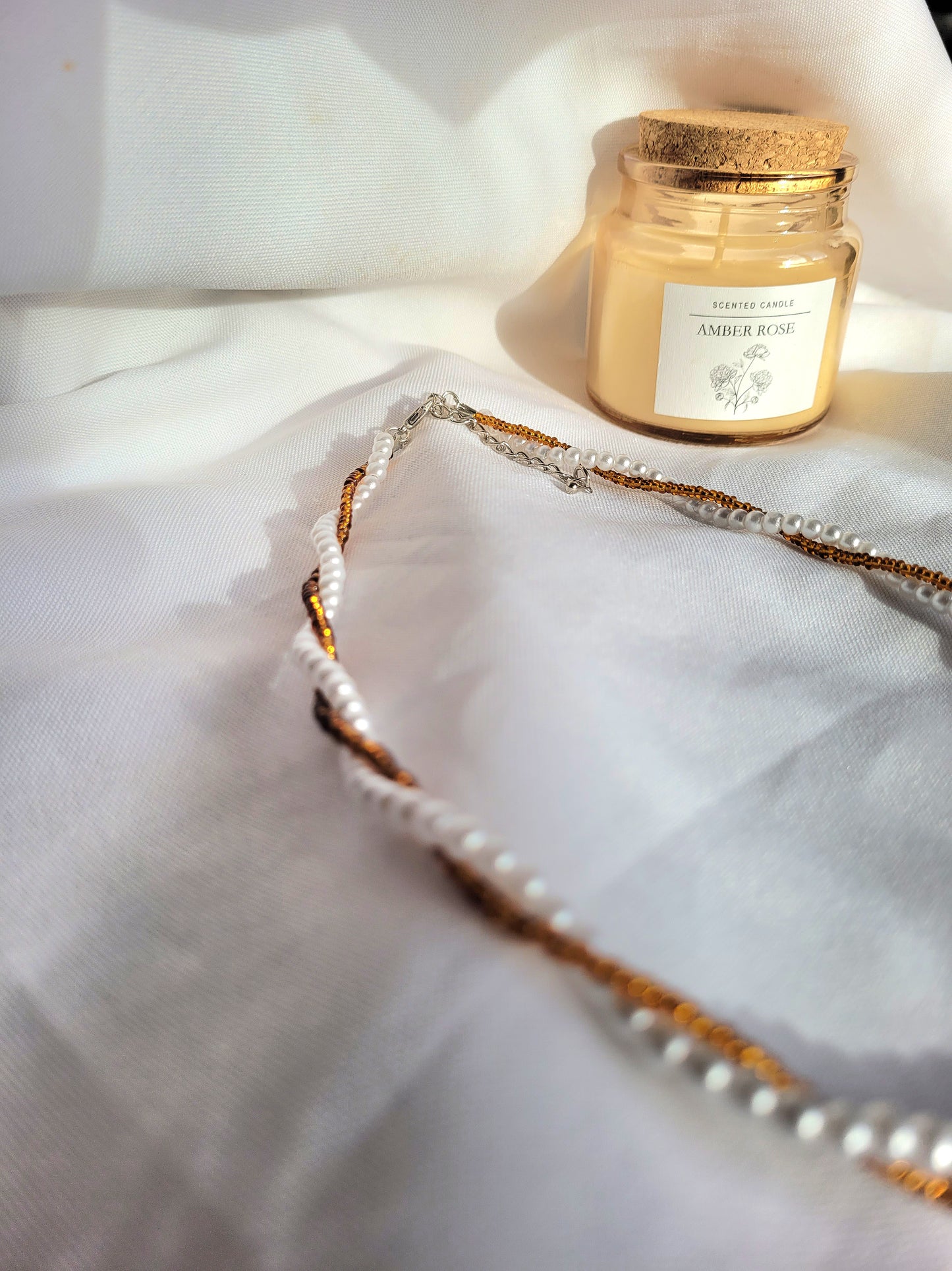 Torsade Marron shiny et blanc nacré