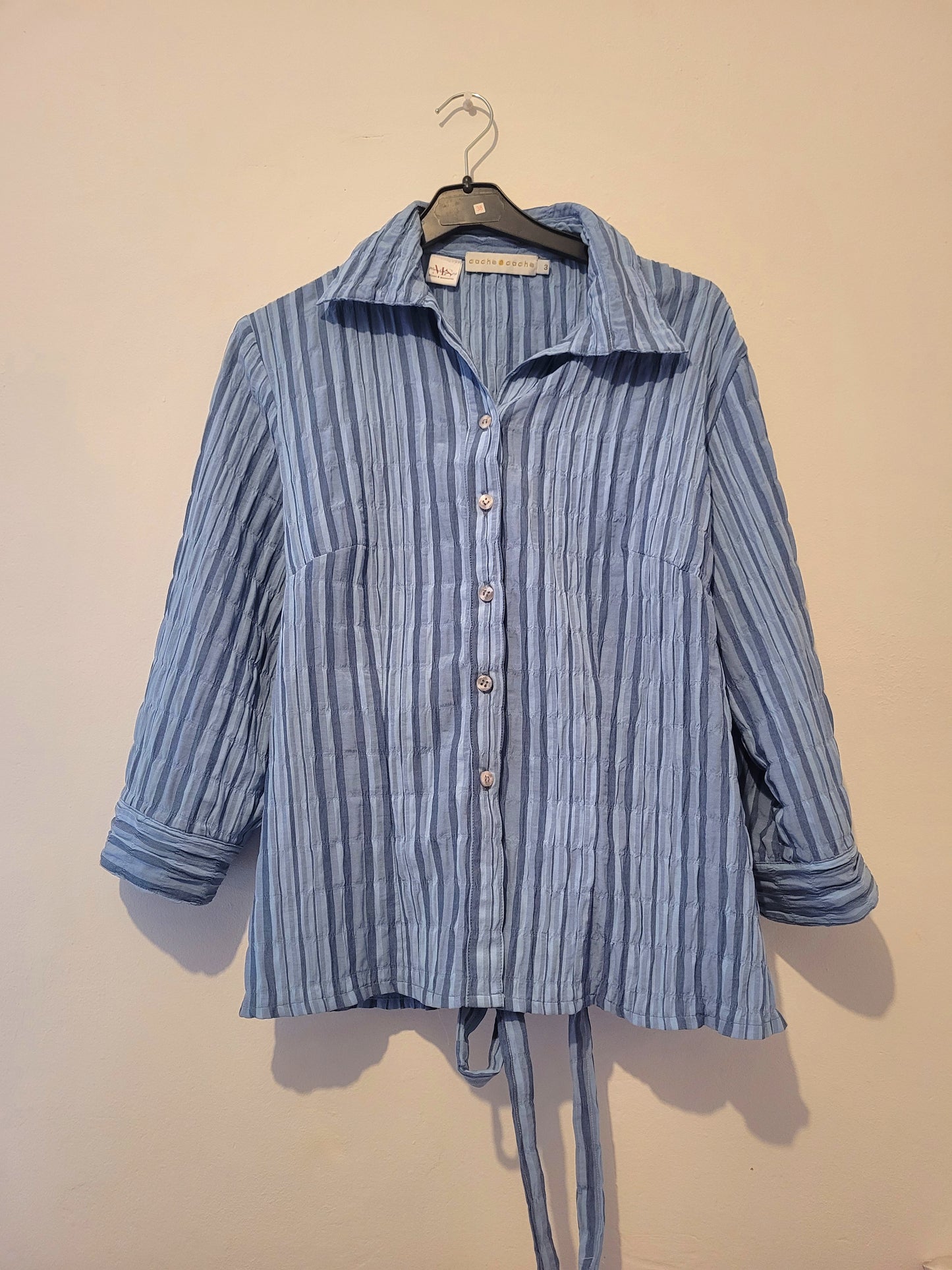 Chemise Open Back bleu gaufrée