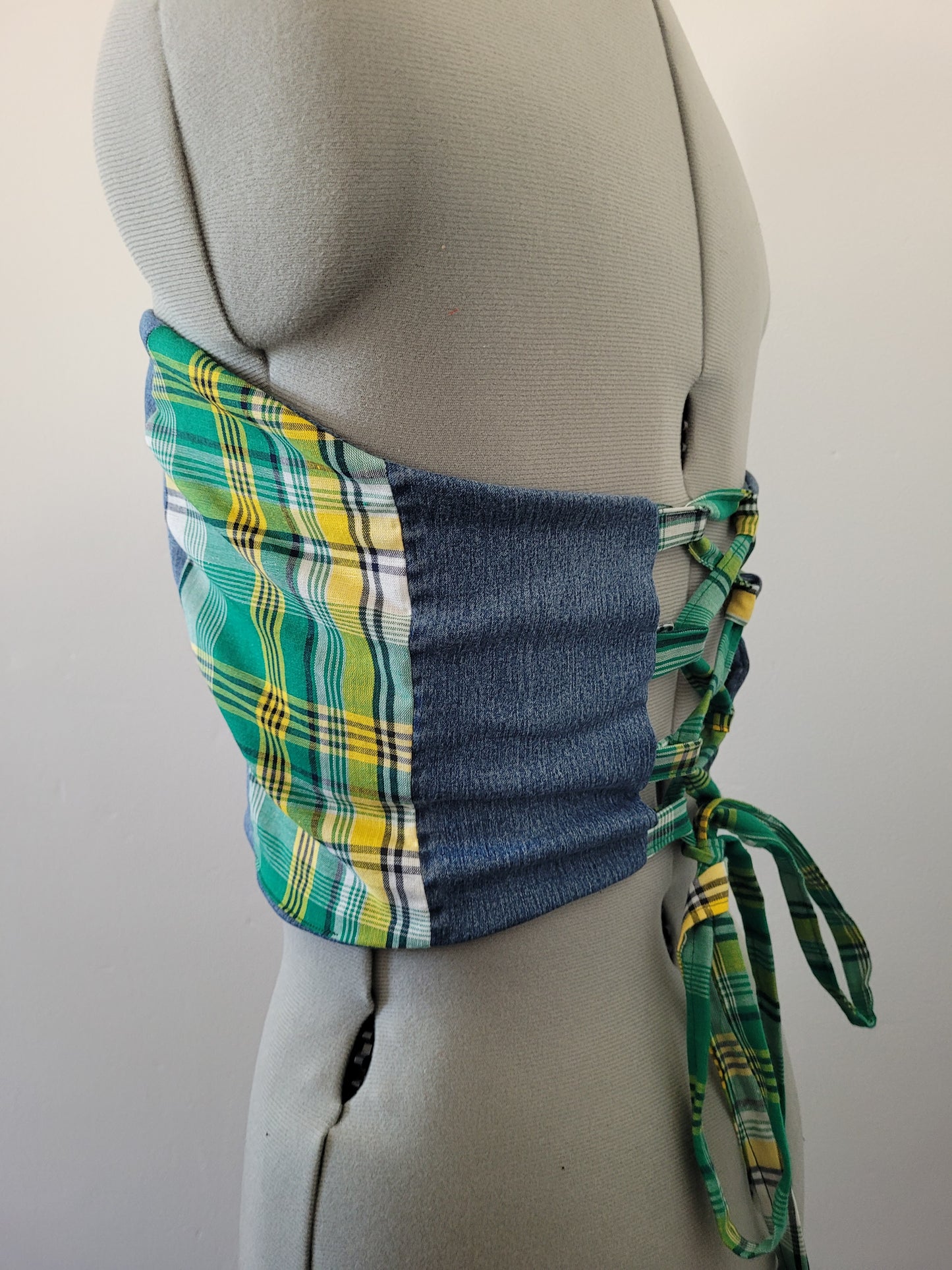 Bustier jeans madras vert