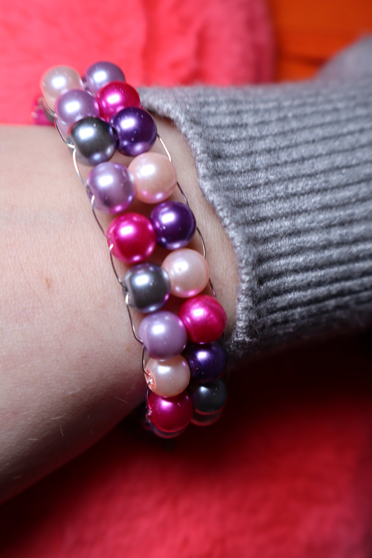 Bracelet tressé rose