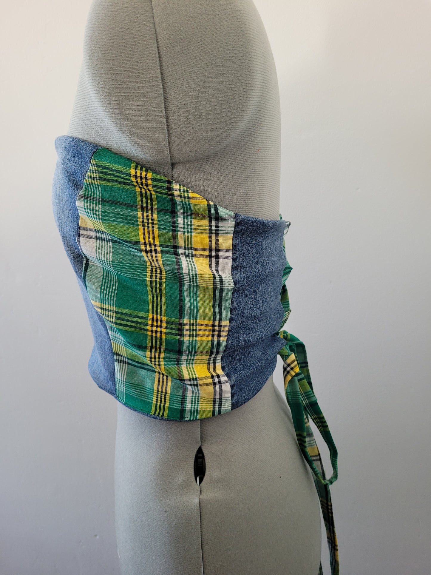 Bustier jeans madras vert