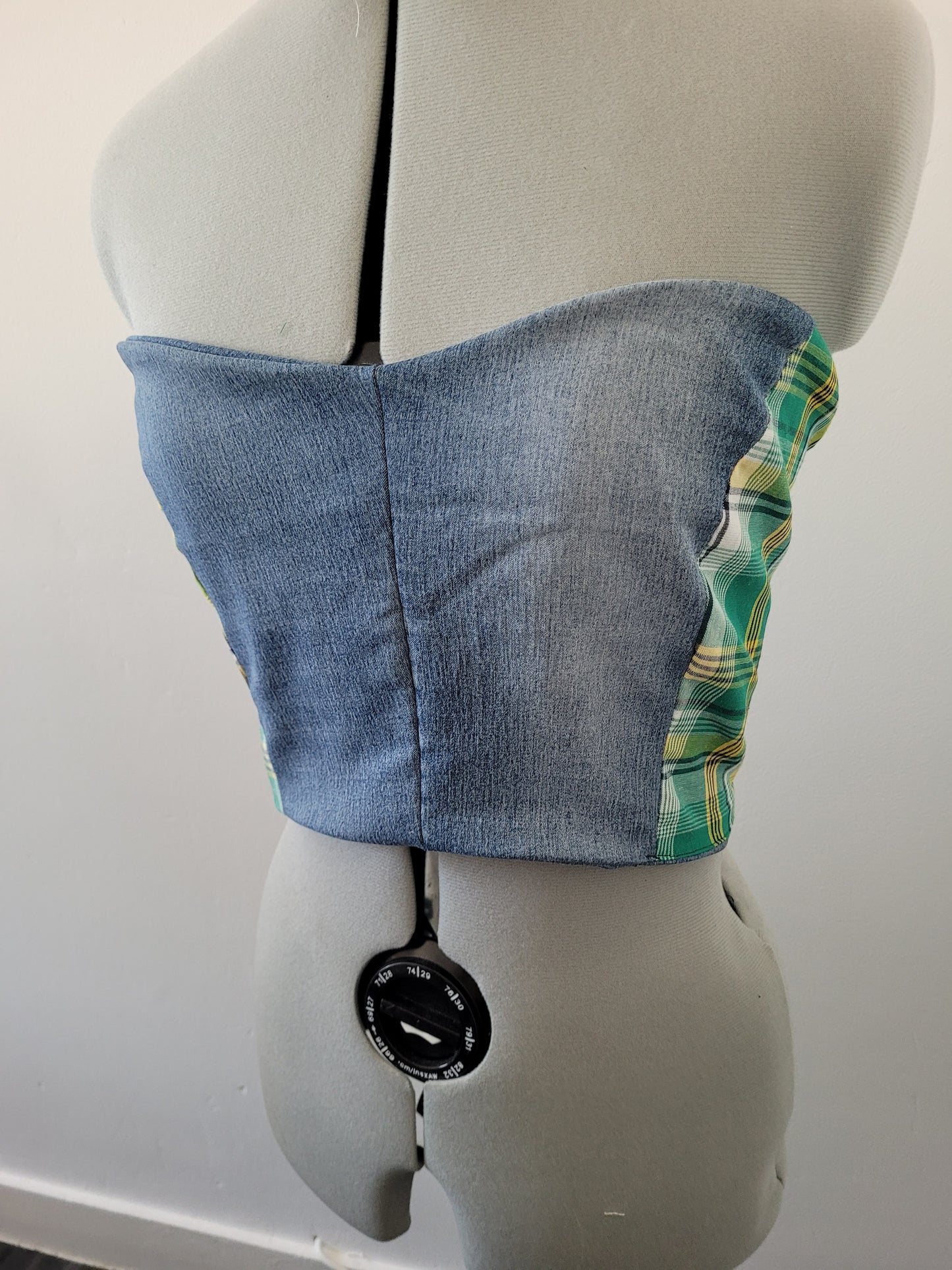 Bustier jeans madras vert