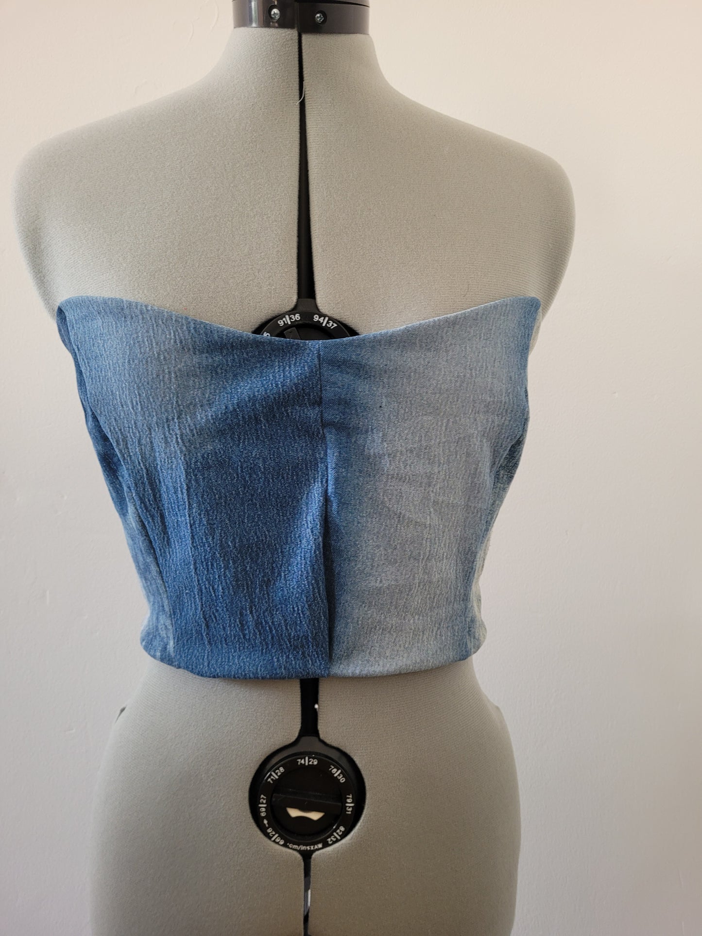 Bustier jeans madras rouge