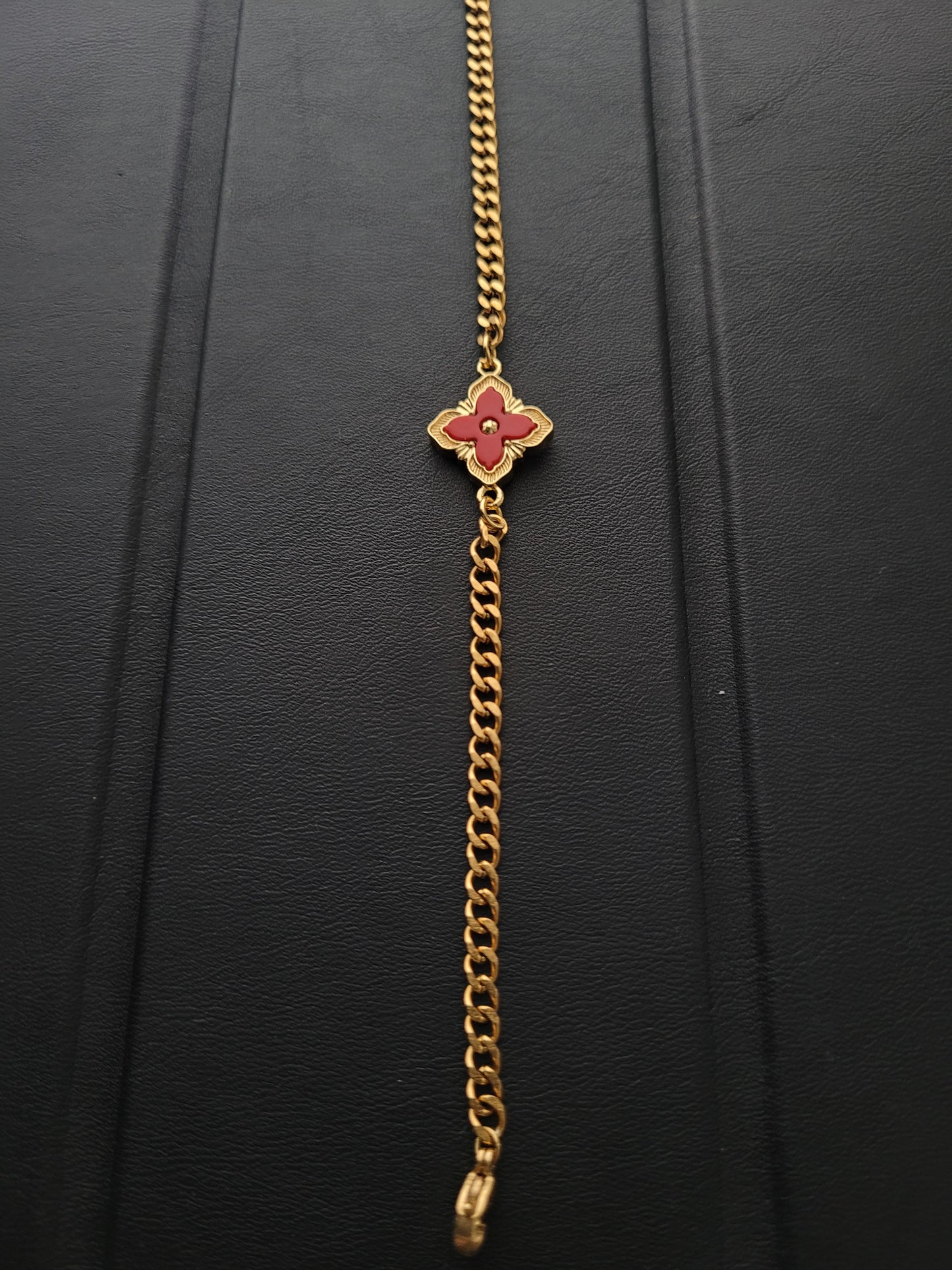 Bracelet Chevillière flowers rouge