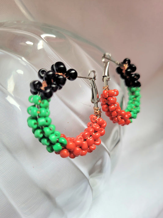 Mini Créoles Mina MQ Rouge Vert Noir