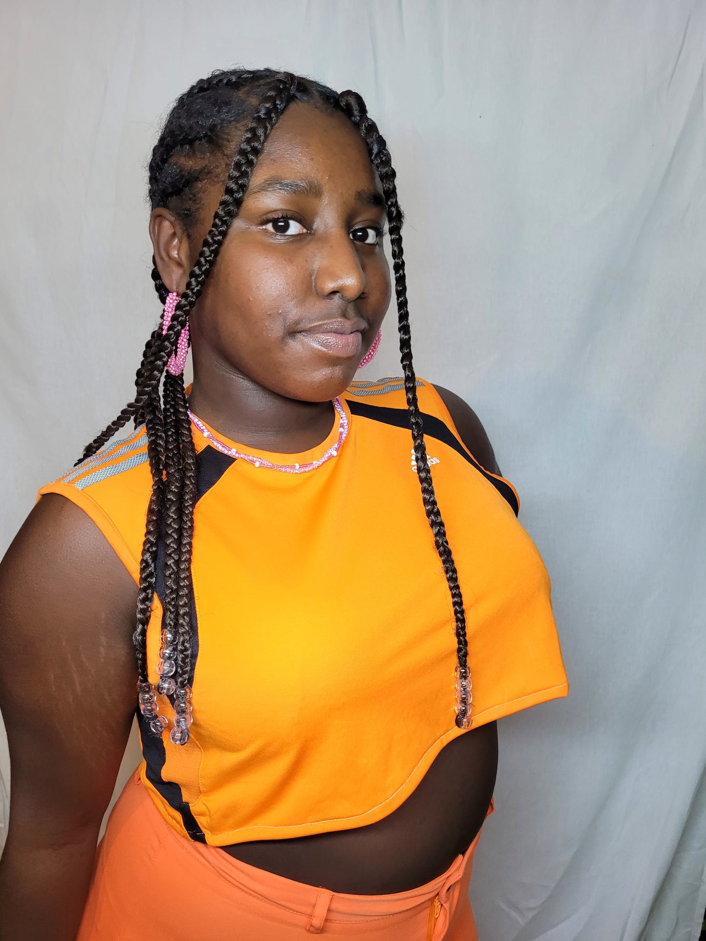 Crop Top Adidas Orange Upcyclé