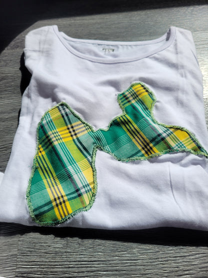 Tee-shirt Guadeloupe brodé madras vert