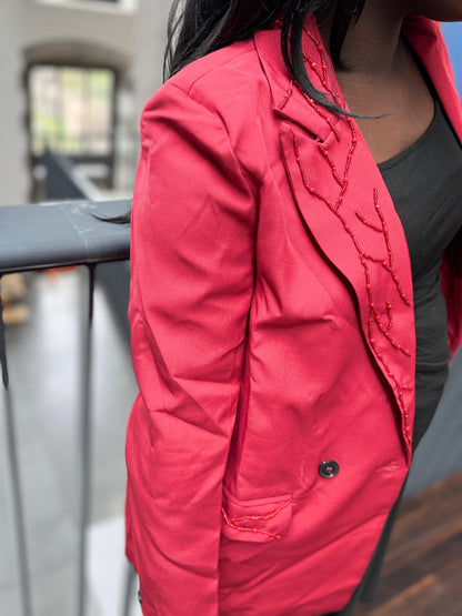 Blazer bordeaux perlé