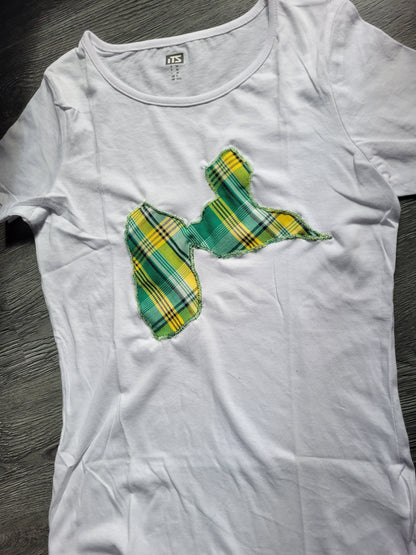 Tee-shirt Guadeloupe brodé madras vert