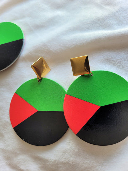 Boucles d'oreilles MQ vert rouge noir