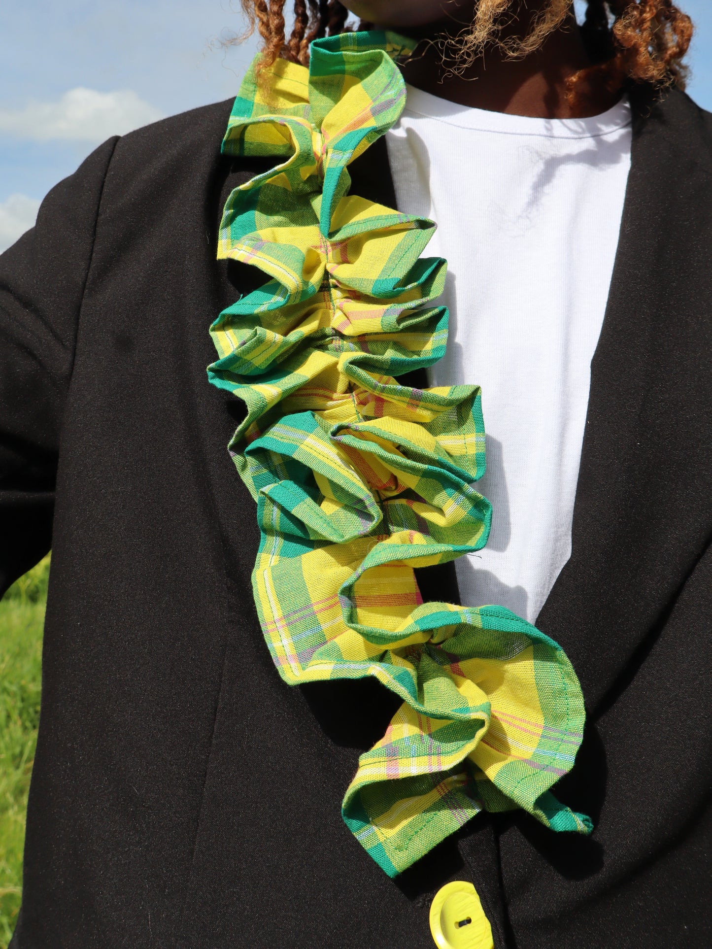 Blazer à froufrous vert