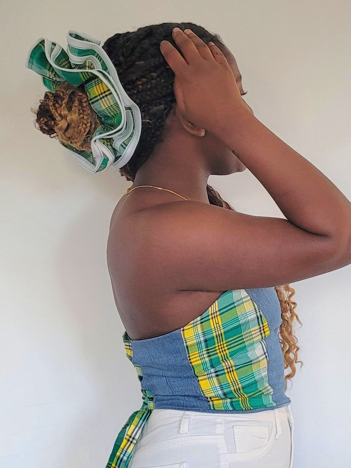 Bustier jeans madras vert