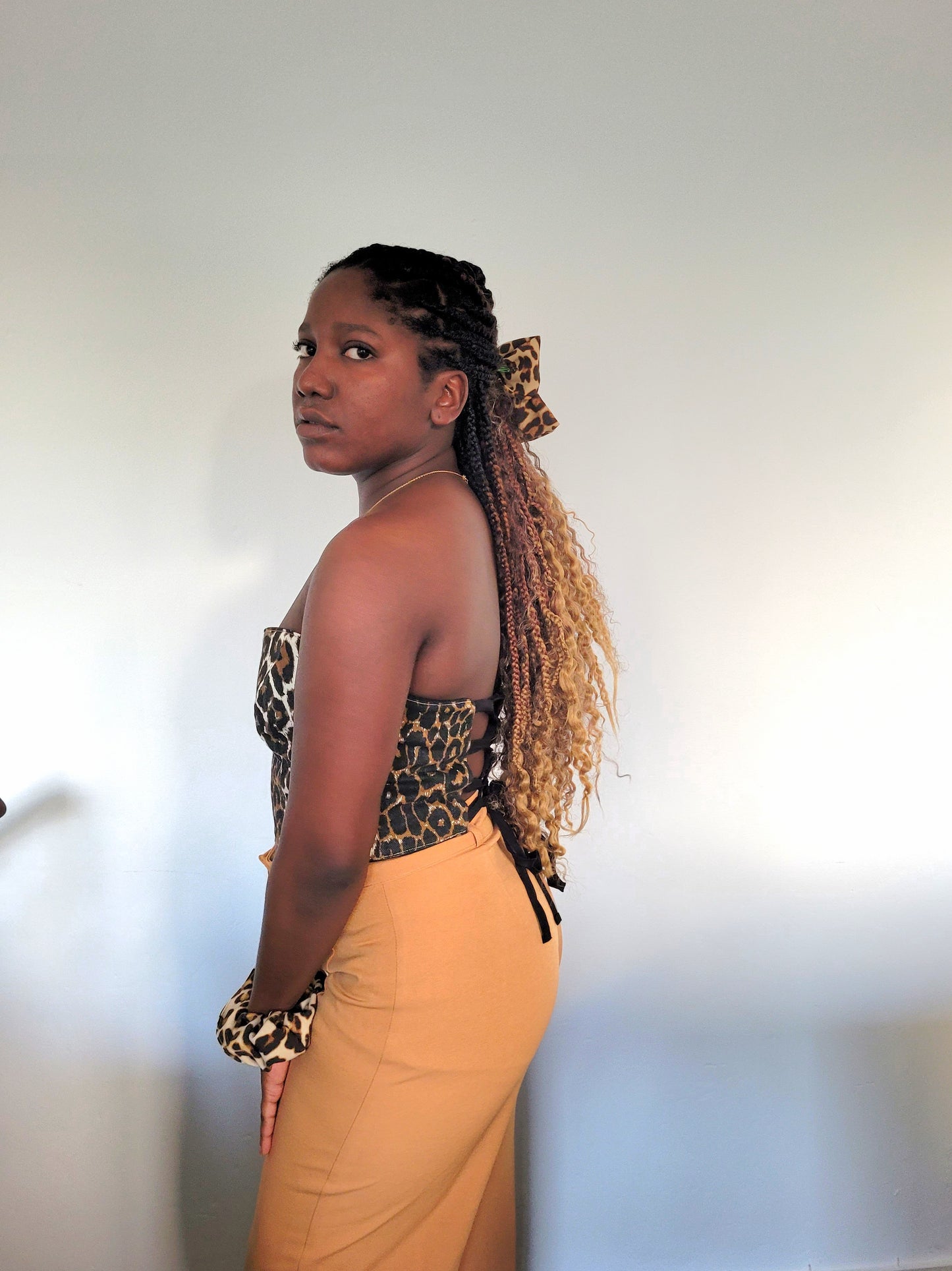 Bustier jeans léopard