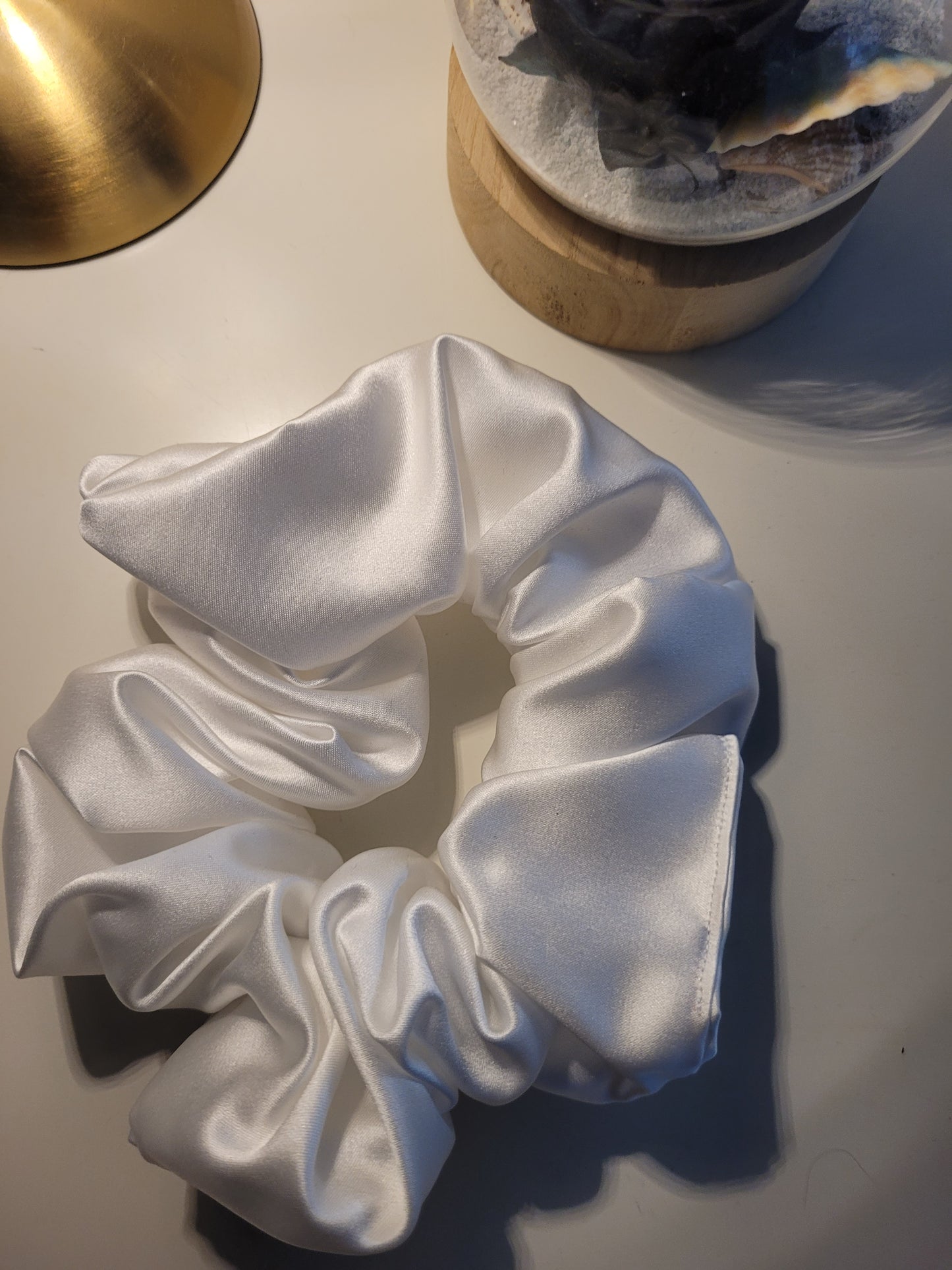 Chouchou blanc satiné