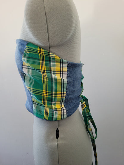Bustier jeans madras vert