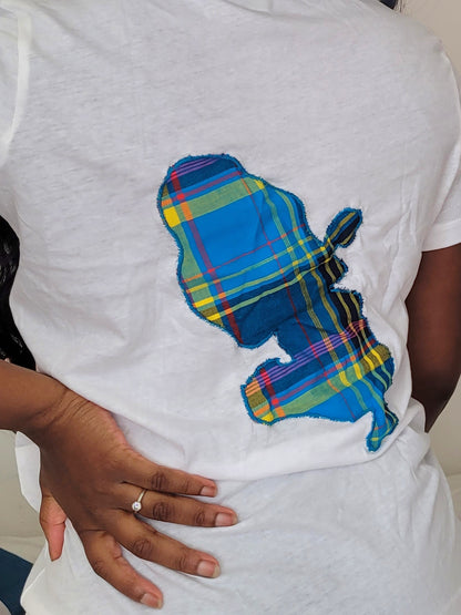 Tee-shirt Martinique brodé madras bleu