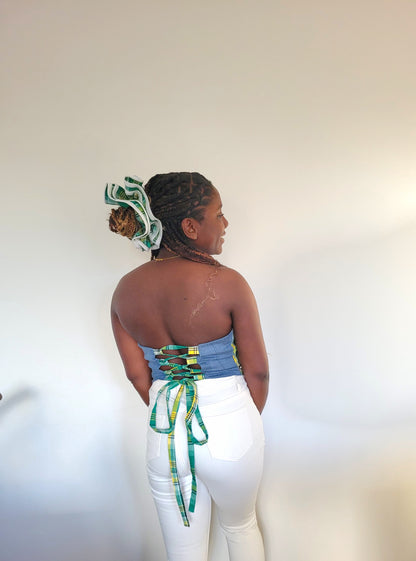 Bustier jeans madras vert