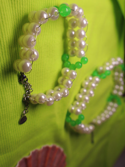 Collier beige et vert