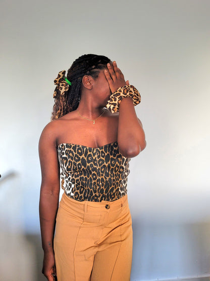 Bustier jeans léopard