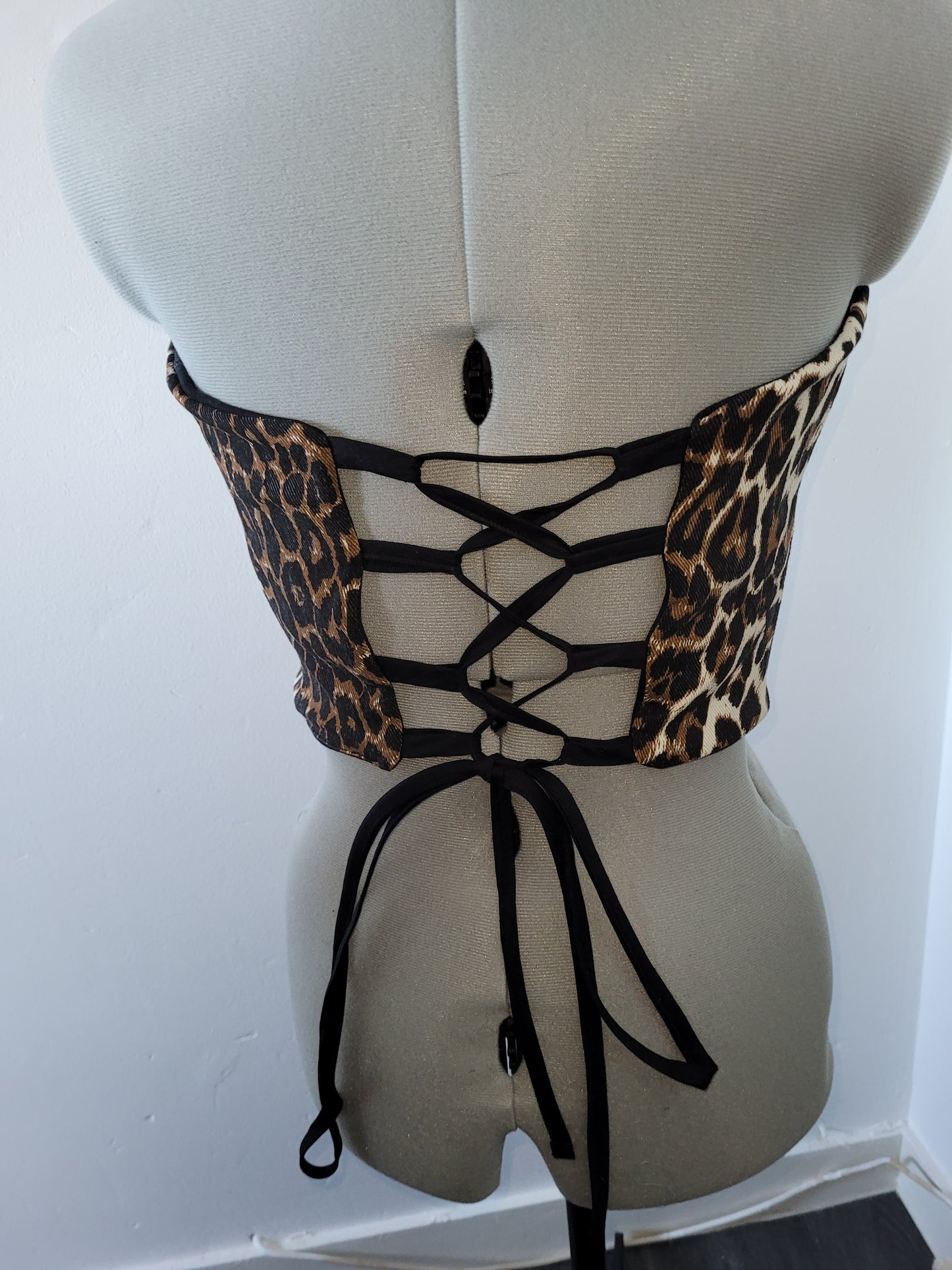 Bustier jeans léopard