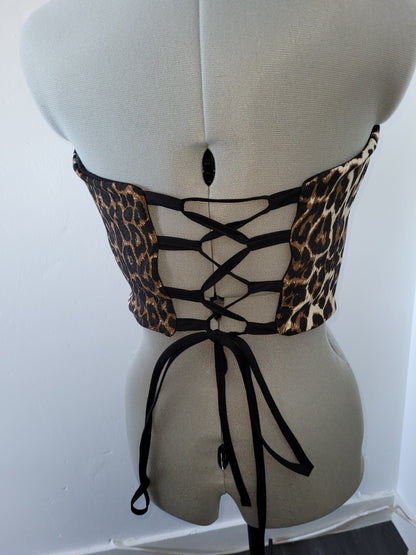 Bustier jeans léopard