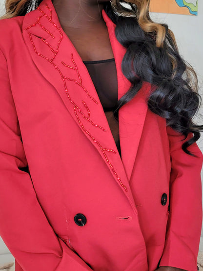 Blazer bordeaux perlé