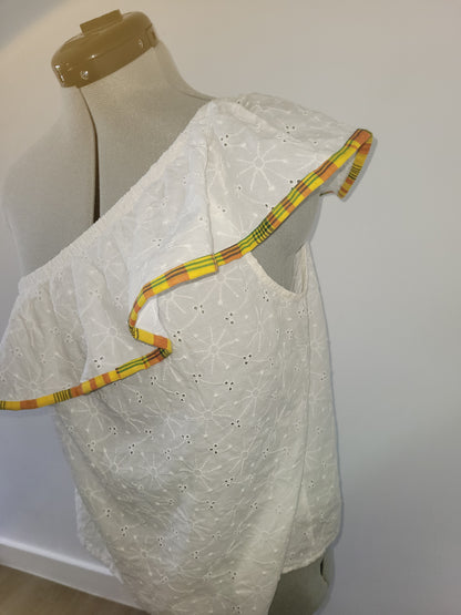 Top broderie anglaise et madras