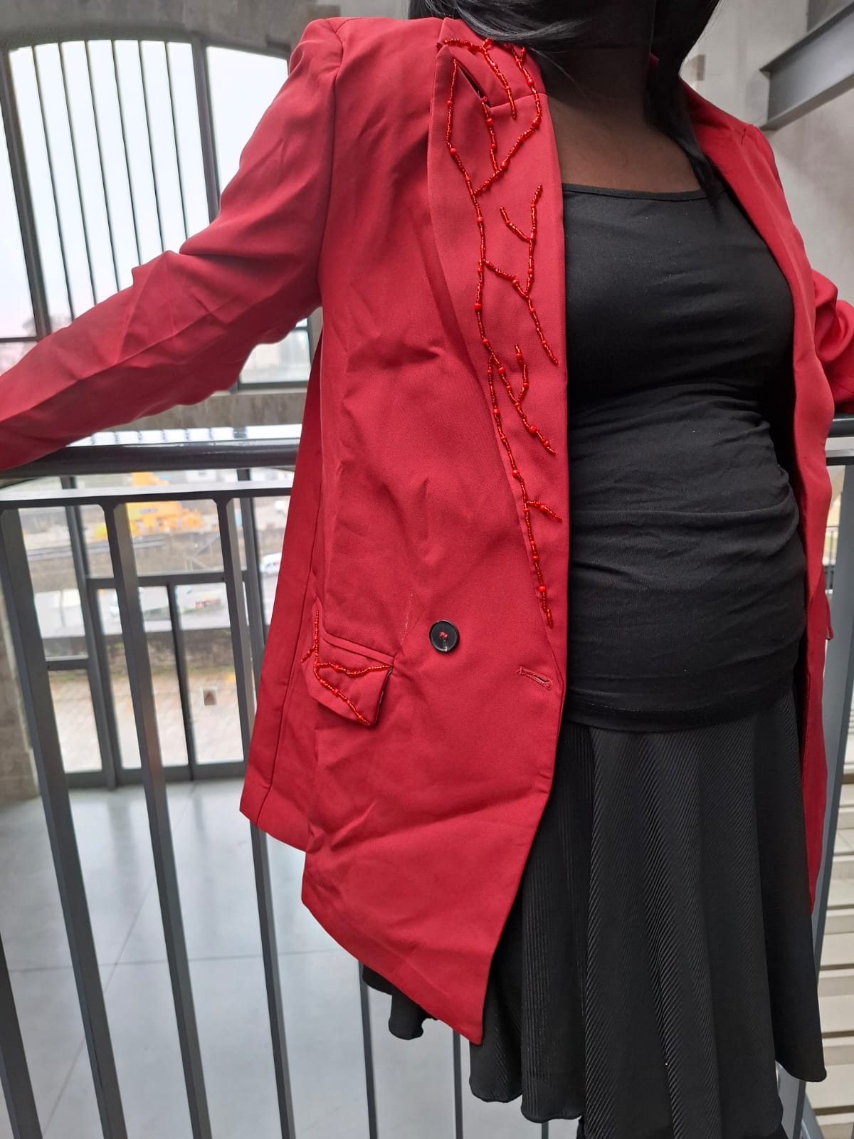 Blazer bordeaux perlé