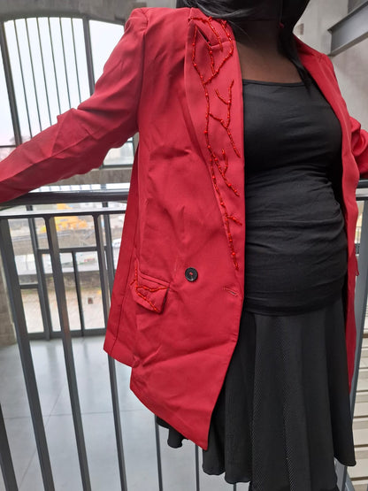 Blazer bordeaux perlé