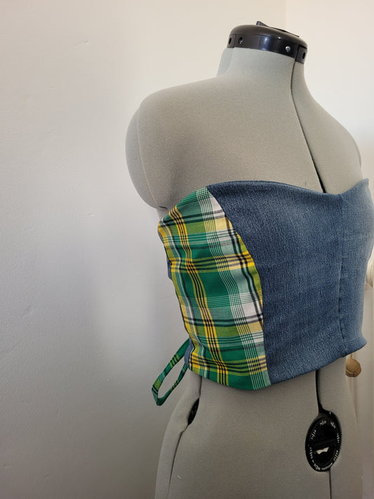 Bustier jeans madras vert