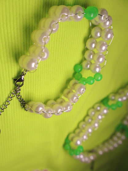 Collier beige et vert