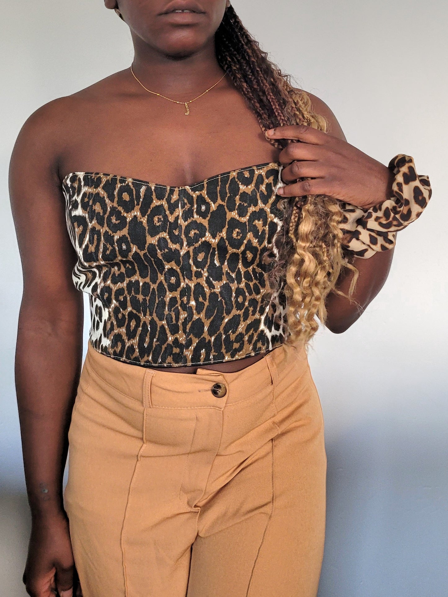 Bustier jeans léopard