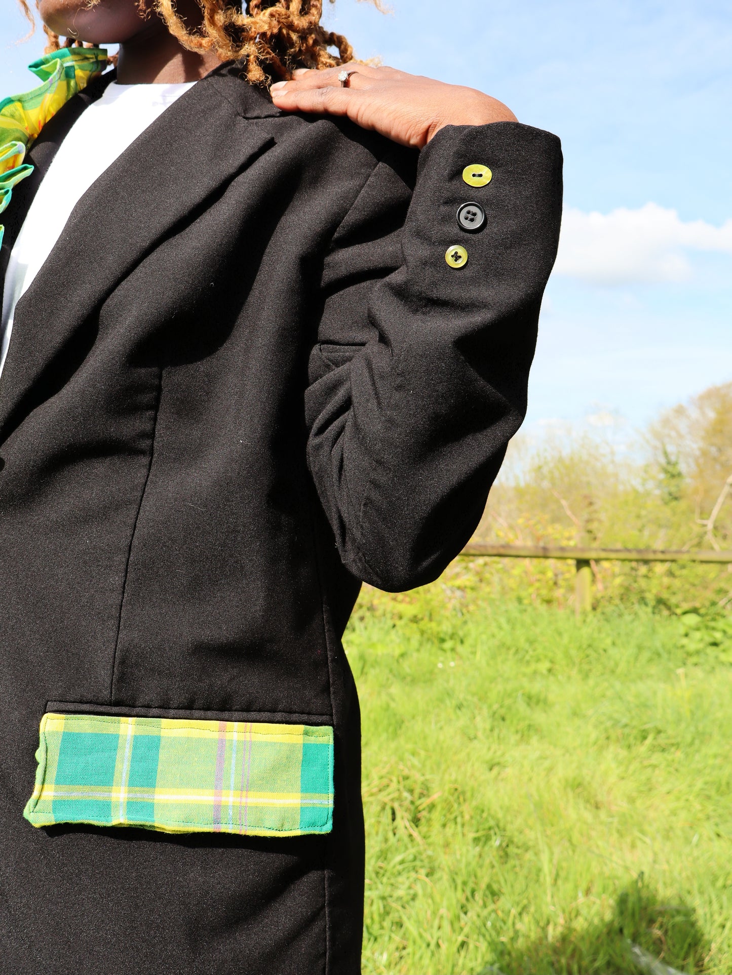 Blazer à froufrous vert