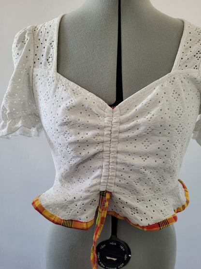 Top court madras et broderie