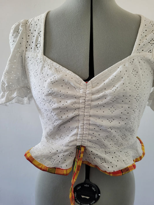 Top court madras et broderie