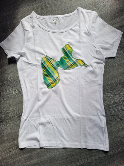 Tee-shirt Guadeloupe brodé madras vert