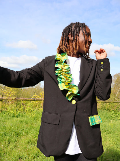 Blazer à froufrous vert