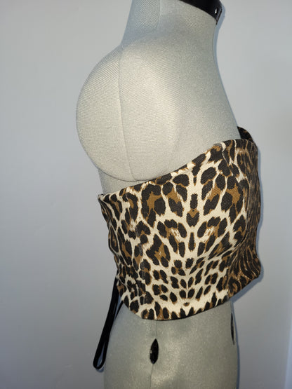 Bustier jeans léopard