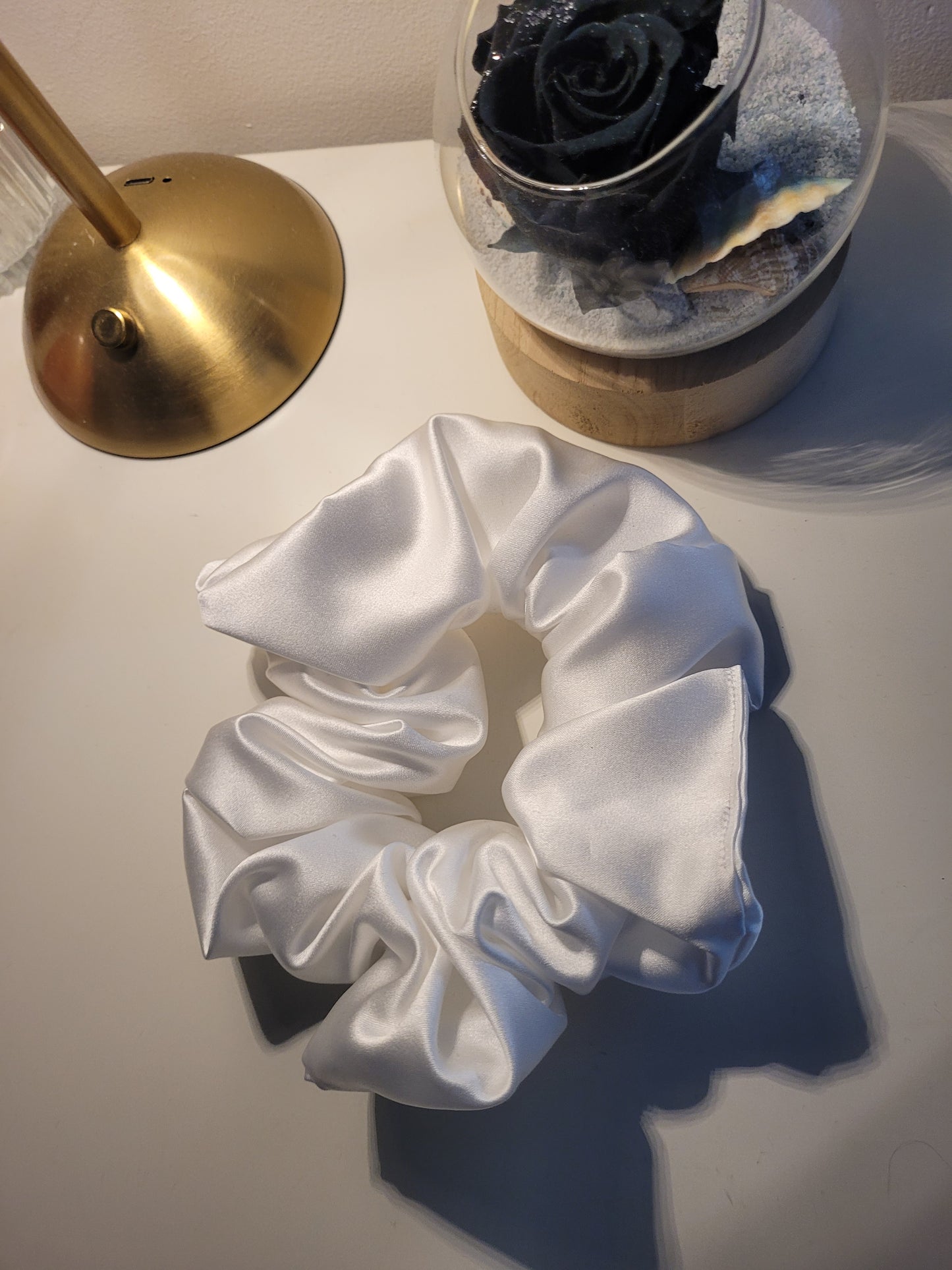 Chouchou blanc satiné