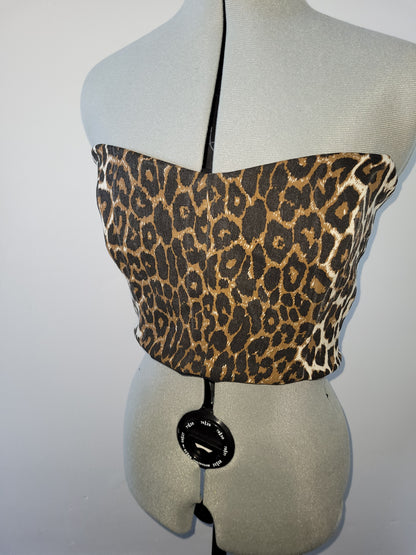 Bustier jeans léopard