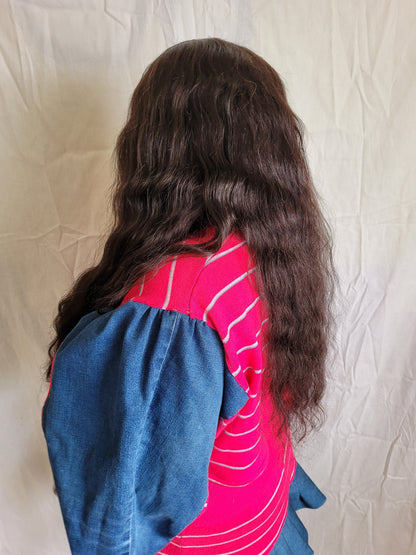 Ensemble rose et jeans rayé