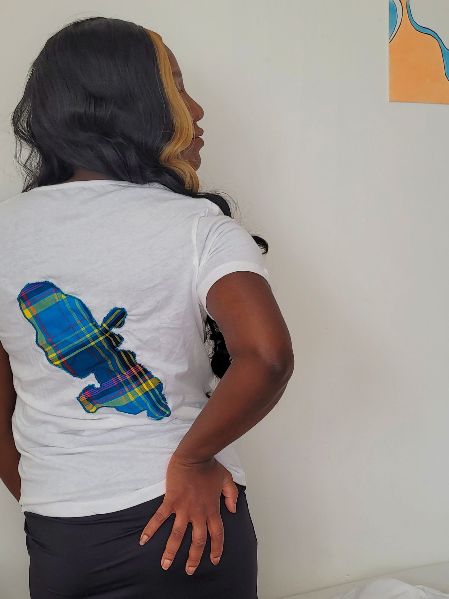 Tee-shirt Martinique brodé madras bleu