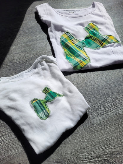 Tee-shirt Guadeloupe brodé madras vert