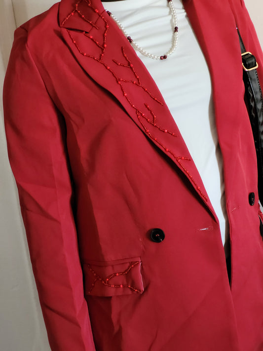 Blazer bordeaux perlé