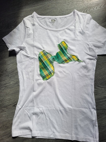 Tee-shirt Guadeloupe brodé madras vert