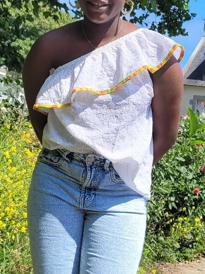 Top broderie anglaise et madras